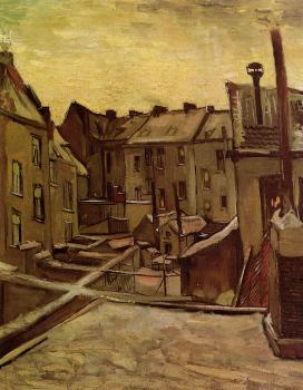 Vincent Van Gogh : Backyards of Old Houses in Antwerp in the Snow